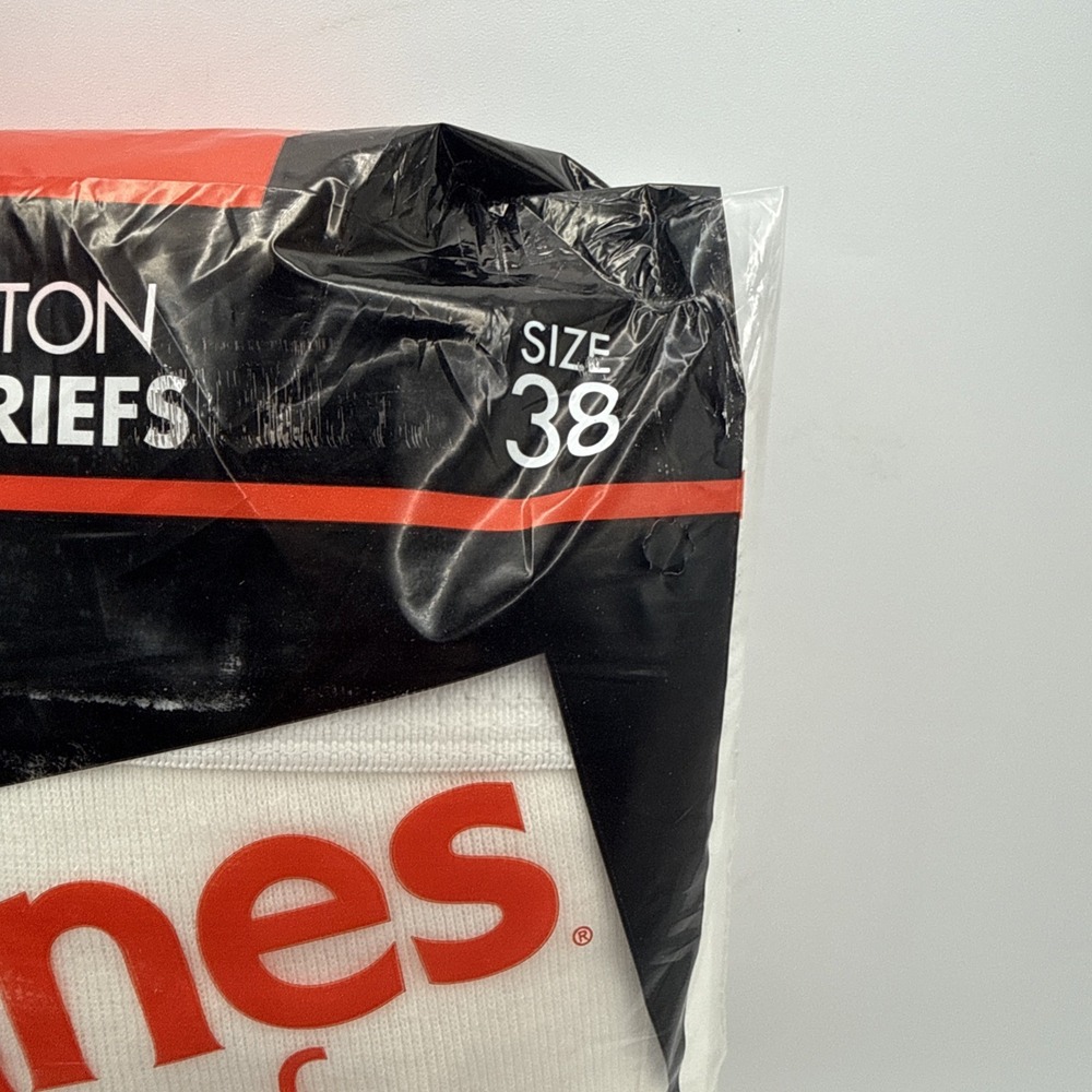 Vtg Hanes Men's White Briefs Pack Of 6 Size 38 1994 100 % Cotton Preshrunk NOS - Picture 3 of 8